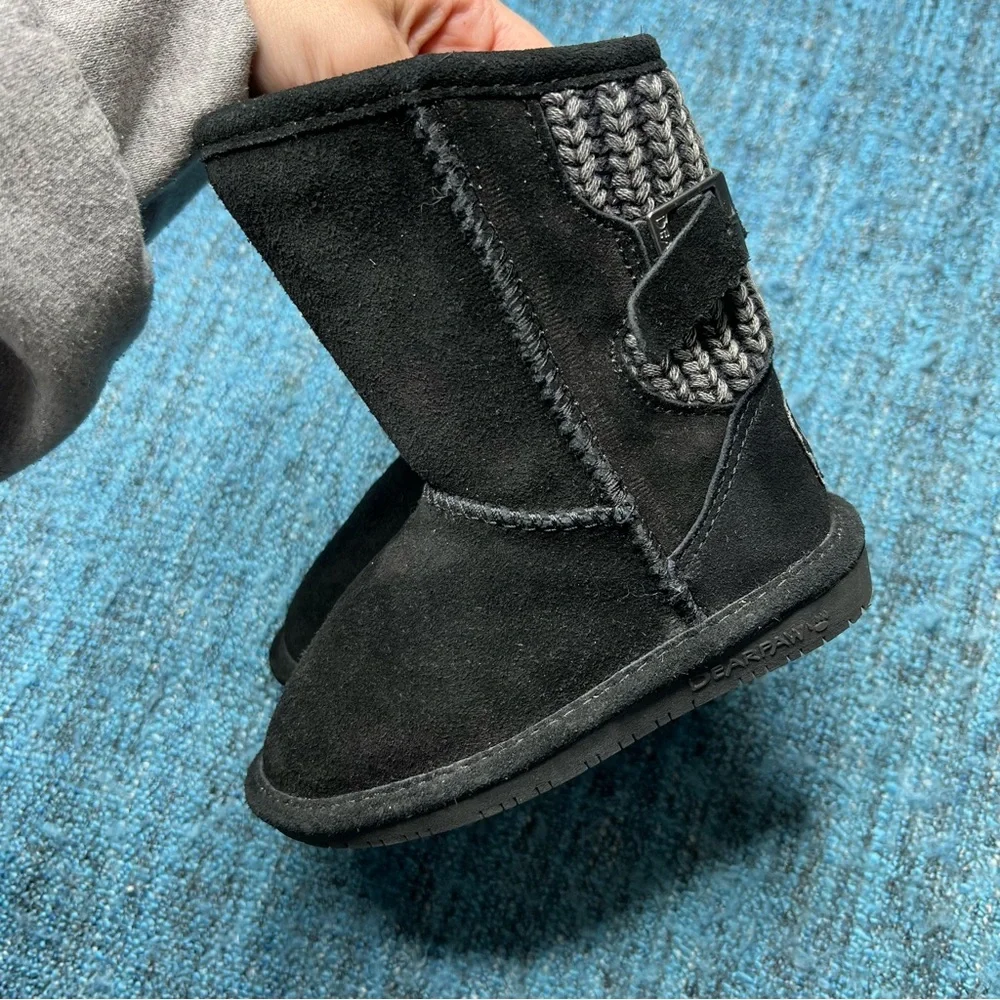 Bearpaw Boshie Toddler Shearling Boots in Black Suede Toddler Size 9 Winter Boot